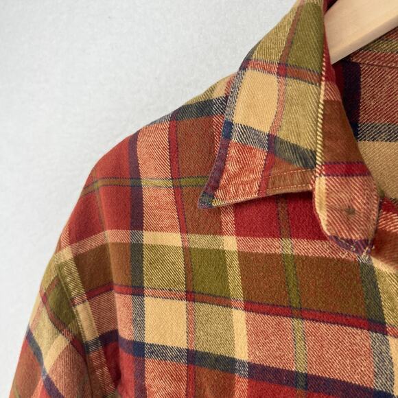 TIMBERLAND Shirt Mens XS Heavy Brushed Flannel Plaid Lumberjack Button Up Red - Picture 7 of 16